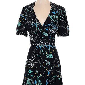 NWT Parker Sketch Floral Black Wrap Top Mini Dress 4